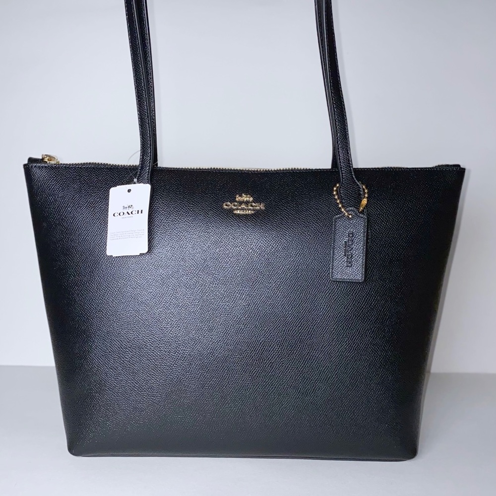 COACH Black Zip Top Tote Carryall Bag